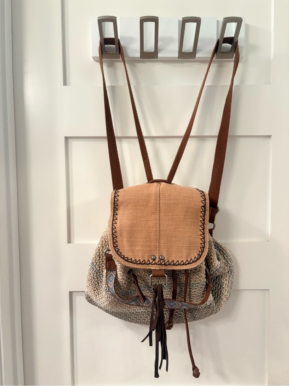 The Sak Tan Woven Backpack Tote - Women's Everyday Bag